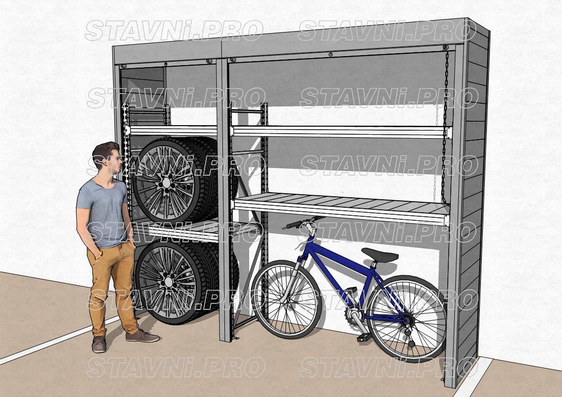 Пример роллетного шкафа для велосипеда и для комплекта резины Москва