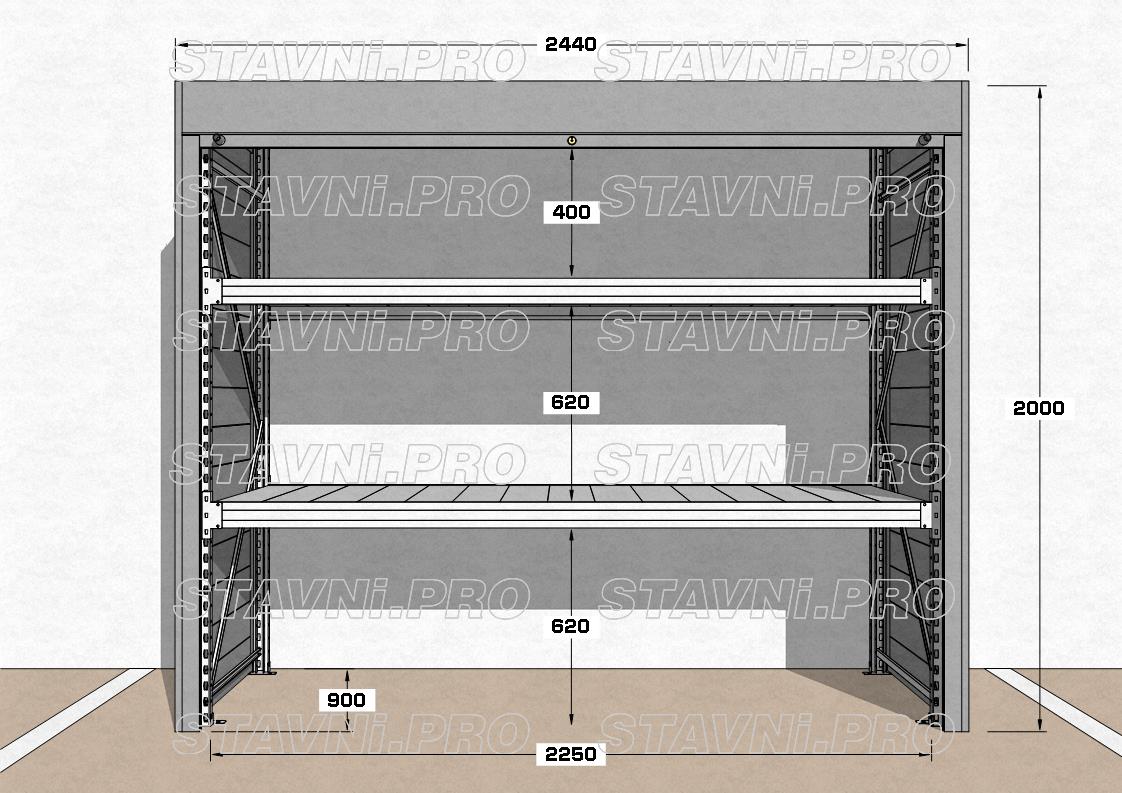 Размеры шкафа с роллетами рольставнями для аторезины в паркинг или гараж